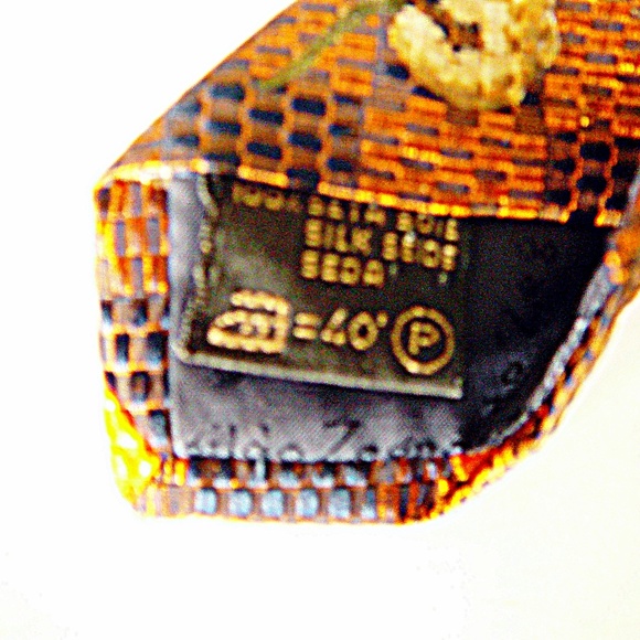 ERMENEGILDO ZEGNA Neck Tie Bronze Floral Geometric - Picture 8 of 8
